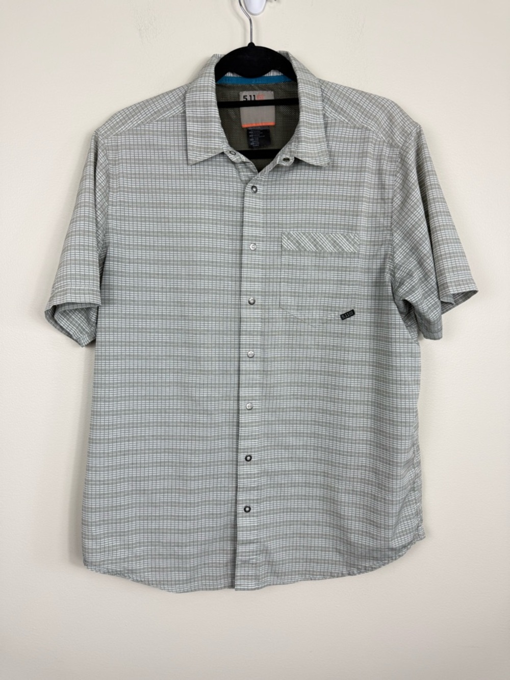 5.11 Tactical Button Down Top Mens Medium Snap Button Brown Plaid Outdoor Hiking